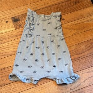 Kate Quinn Organic Cotton Ruffle Shortall in Slate Blue Grey